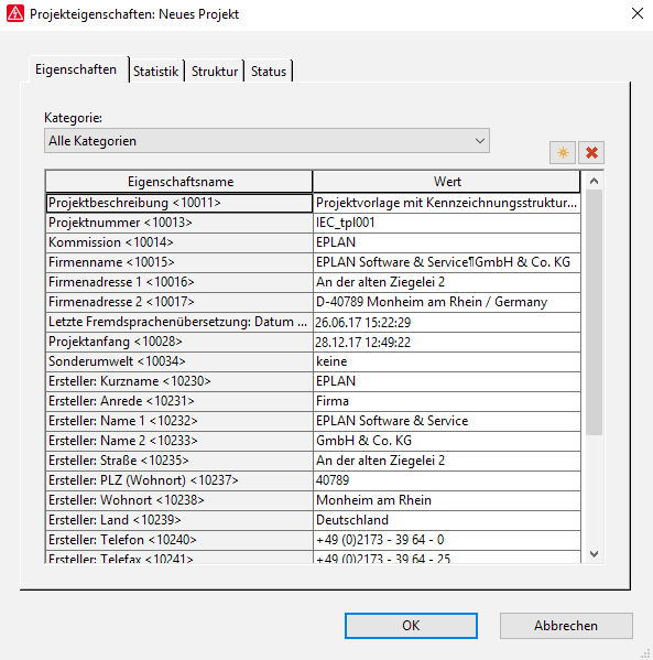Projekteigenschaften neues Projekt.png